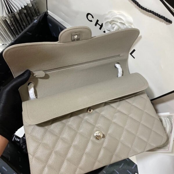 Chanel Large Classic Handbag Silver Hardware Grey For Women, Women&rsquo;s Handbags, Shoulder Bags 11.8in/30cm