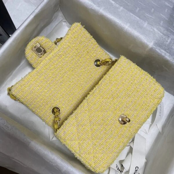 Chanel 20Cm Class-Flap Bag In Yellow Tweed 1116