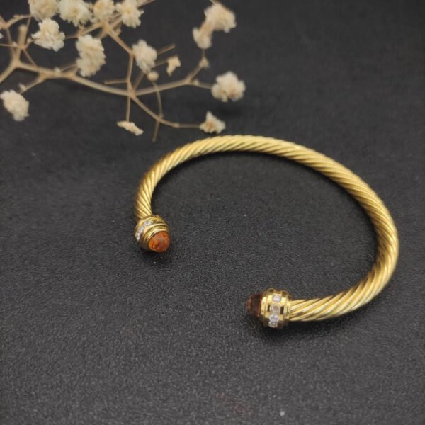 Classic Cablespira&reg; Bracelet 18K Yellow Gold with Champagne crystal and Diamonds, 5mm