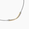 Crossover Bar Necklace Sterling Silver with 18K Yellow Gold
