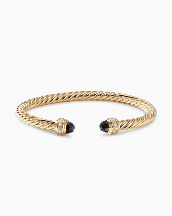 Classic Cablespira Bracelet 18K Yellow Gold with Black Onyx and Diamonds, 5mm