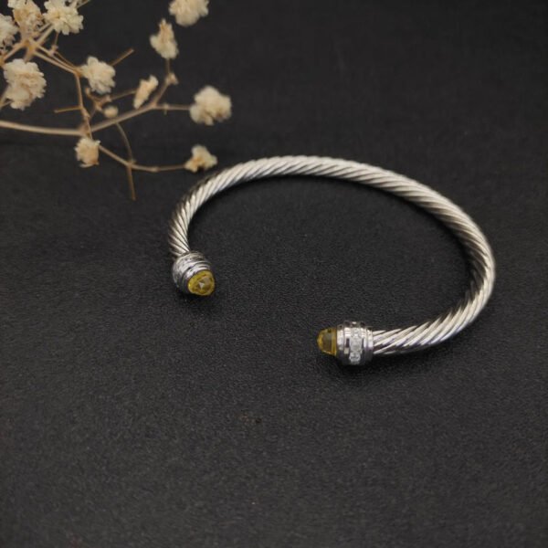 Classic Cable Bracelet Sterling Silver with Citrine and Diamonds, 5mm