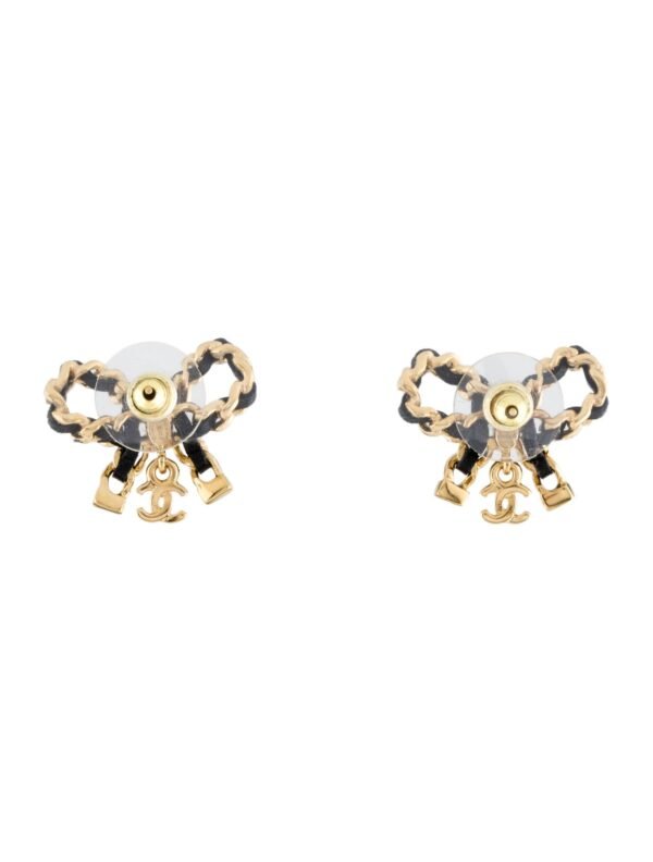 2022 Leather Bow CC Stud Earrings