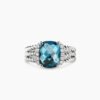 Petite Wheaton Sterling Silver with Hampton Blue Topaz and Diamonds, 10mm