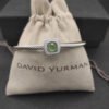 David Yurman  Sterling Silver Diamond and Peridot 4mm Noblesse Cable Bracelet