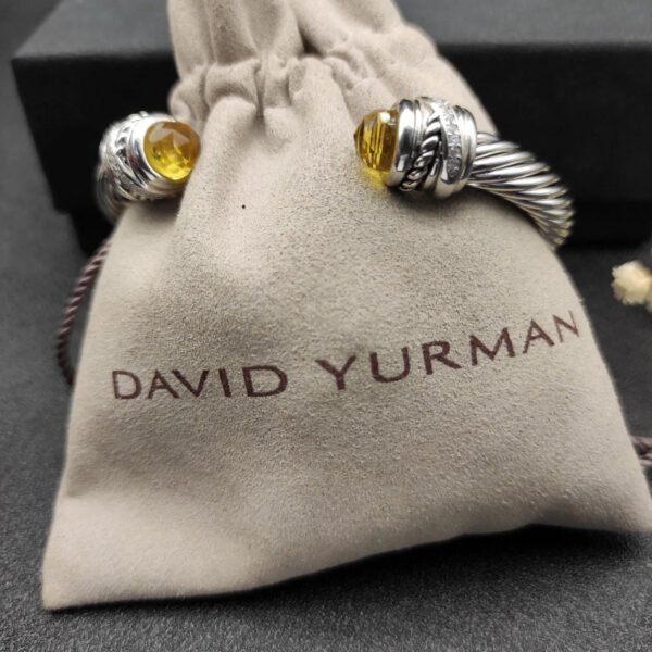 Classic Cable Bracelet Sterling Silver with Citrine and Diamonds, 7mm