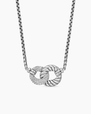 Belmont&reg; Curb Link Necklace Sterling Silver with Diamonds, 20mm