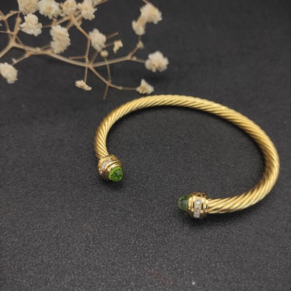 Classic Cablespira&reg; Bracelet 18K Yellow Gold with Peridot and Diamonds, 5mm