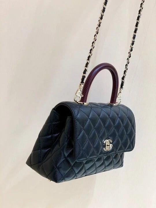 Chanel Medium Flap Bag With Top Handle Navy Blue For Women, Womens Handbags, Shoulder And Crossbody Bags 9in/23cm A92990
