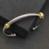 David Yurman 5mm 18k Gold and Sterling Silver Diamond Station Cable Bracelet