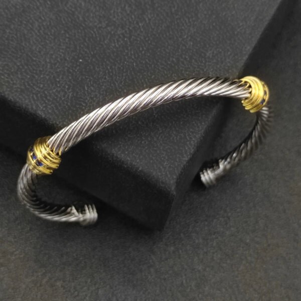 David Yurman 5mm 18k Gold and Sterling Silver Diamond Station Cable Bracelet