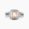 Petite Albion&reg; Ring Sterling Silver with Morganite and Diamonds, 7mm