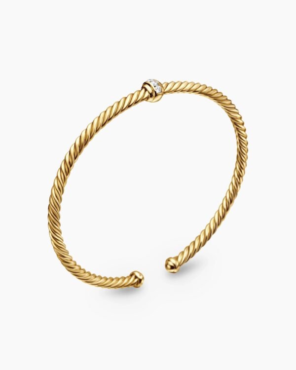 Classic Cablespira&reg; Station Bracelet 18K Yellow Gold with Diamonds, 3mm