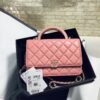 Chanel Hand-Held Oblique Cross Bag Pink For Women, Women&rsquo;s Bags 6.7in/19cm