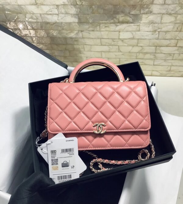 Chanel Hand-Held Oblique Cross Bag Pink For Women, Women&rsquo;s Bags 6.7in/19cm