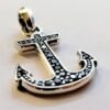 Sterling Silver Maritime Anchor Amulet Pave Black Diamond