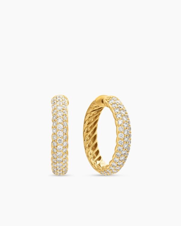 DY Mercer&reg; Hoop Earrings 18K Yellow Gold with Diamonds, 25.4mm