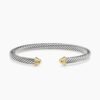 Classic Cable Bracelet Sterling Silver with 14K Yellow Gold Domes, 5mm