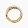 Crossover Two Row Ring 18K Yellow Gold with Diamonds, 7.5mm - 6