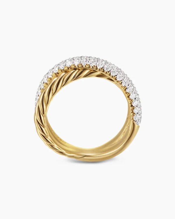 Crossover Two Row Ring 18K Yellow Gold with Diamonds, 7.5mm - 6