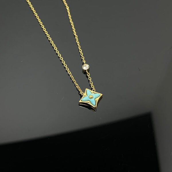 Color Blossom BB Star Pendant, Yellow Gold, Amazonite and Diamond - White gold