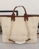 CHANEL Woven Straw Raffia Striped Medium Deauville Tote