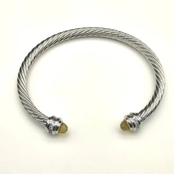Classic Cable Bracelet Sterling Silver with Citrine and Diamonds, 5mm