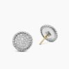 DY Elements&reg; Button Stud Earrings Sterling Silver with Diamonds,8.6mm