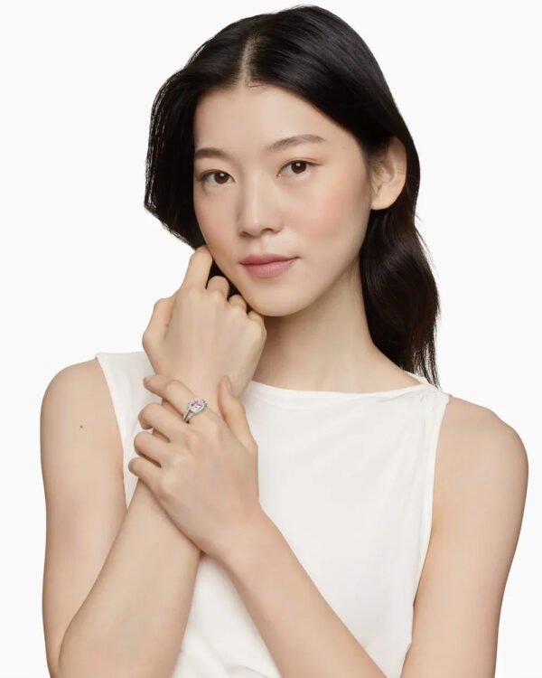 Petite Albion&reg; Ring Sterling Silver with Morganite and Diamonds - 6