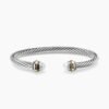 Classic Cable Bracelet Sterling Silver with 14K Yellow Gold and Pearls, 5mm