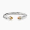 Classic Cable Bracelet Sterling Silver with 14K Yellow Gold and Citrine, 7mm
