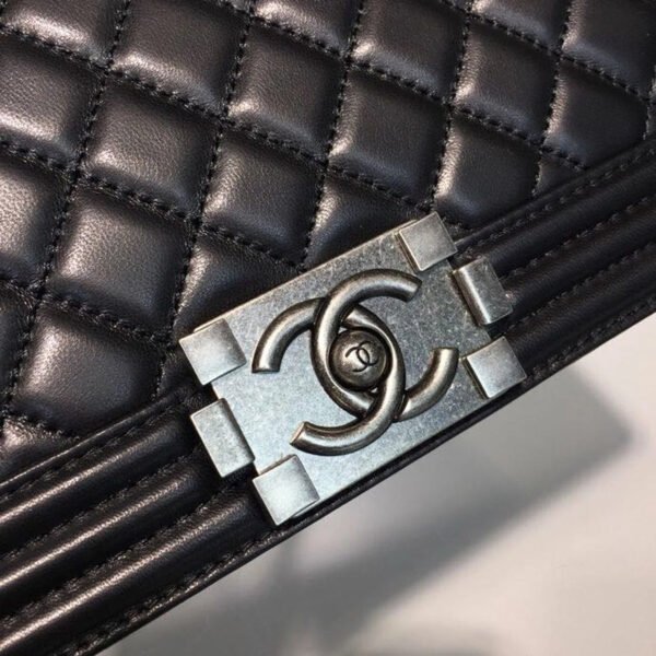 Chanel Boy Handbag Silver Hardware Black For Women, Women&rsquo;s Bags, Shoulder And Crossbody Bags 9.8in/25cm A67086