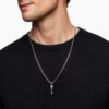 Memento Mori Skull Key Amulet Sterling Silver with Black Diamonds,