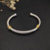 David Yurman 5mm 18k Gold and Sterling Silver Diamond Station Cable Bracelet