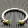 DF982992-D6B1-CDEB-B85A-87A3079F04D6.jpg 7mm Cable Bracelet with Peridot & Diamond Accents ??Gold Cap