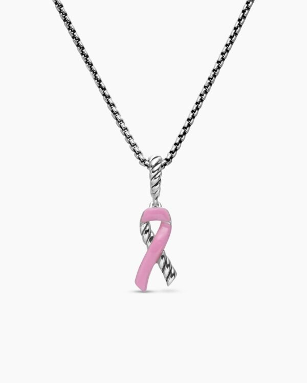 Cable Collectibles&reg; Ribbon Necklace Sterling Silver with Pink Enamel, 24.4mm