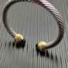Classic Cablespira&reg; Bracelet Sterling Silver with 14K Yellow Gold,Prasiolite and Diamonds, 7mm
