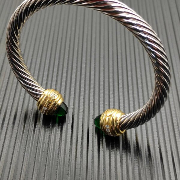 Classic Cablespira&reg; Bracelet Sterling Silver with 14K Yellow Gold,Prasiolite and Diamonds, 7mm