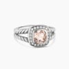 Petite Albion&reg; Ring Sterling Silver with Morganite and Diamonds, 7mm