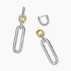 Lexington Double Link Drop Earrings Sterling Silver with 18K Yellow Gold, 53.5mm