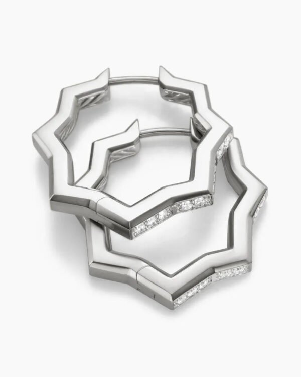 Zig Zag Stax??Hoop Earrings Sterling Silver with Diamonds