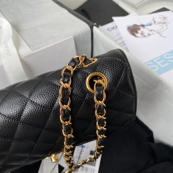 Chanel Small Classic Handbag Grained Calfskin & Gold-Tone Metal