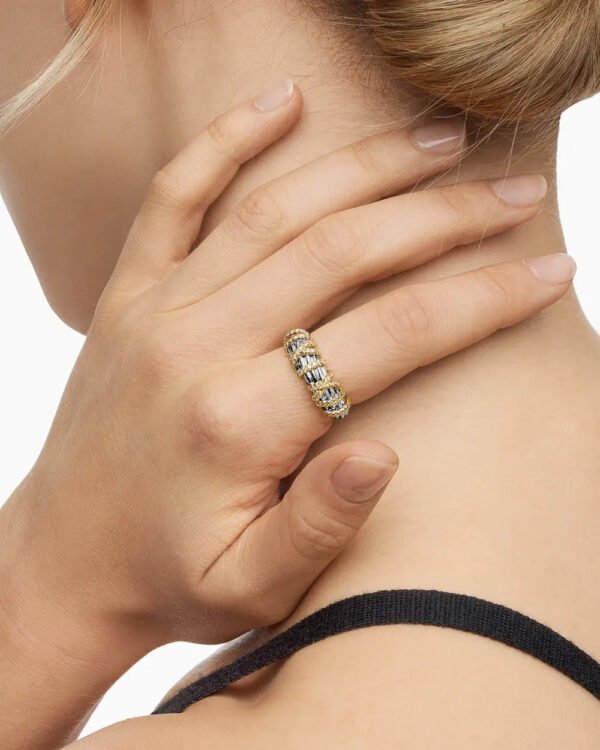 Helena Ring Sterling Silver with 18K Yellow Gold and Diamonds, 7.7mm - 6