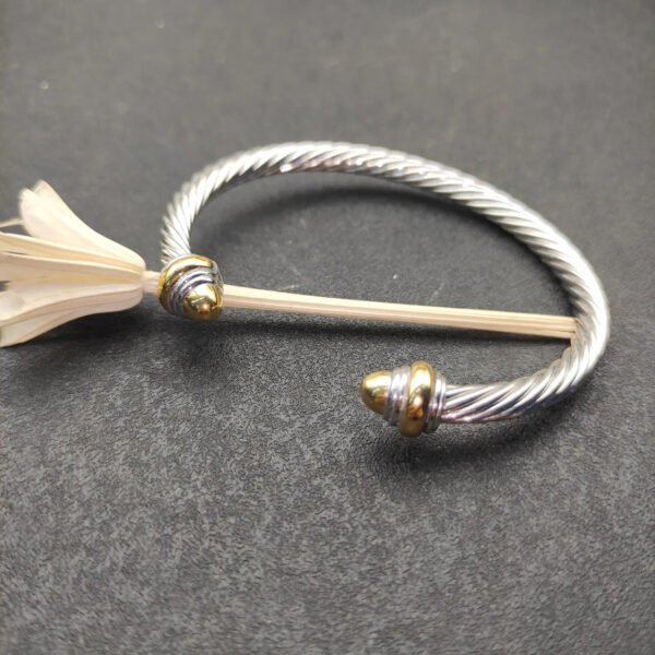 Classic Cable Bracelet Sterling Silver with 14K Yellow Gold and Prasiolite, 5mm