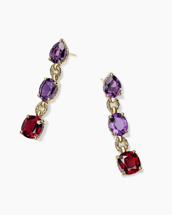 E2384838-1A23-A972-EBF7-DA317707F1A6.jpg Marbella Drop Earrings 18K Yellow Gold with Amethyst and Rhodolite Garnet, 51mm