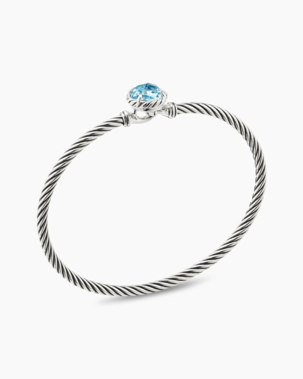Petite Chatelaine Bracelet Sterling Silver with Blue Topaz, 3mm - 17cm