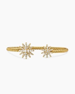 Starburst Cable Bracelet 18K Yellow Gold with Diamonds, 3.5mm, 4mm