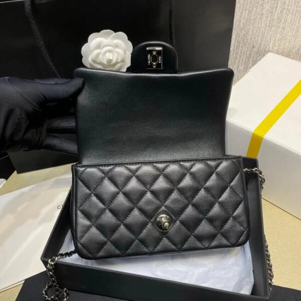 Chanel Lambskin Mini Flap Bag With Top Handle Black As2431 With Charms