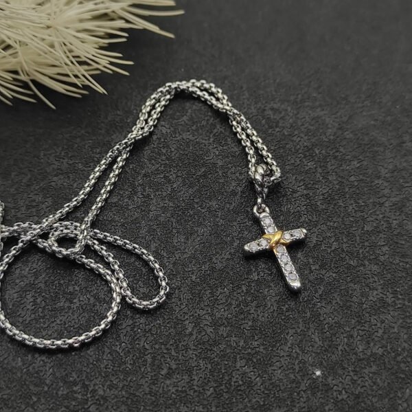 E30352D6-3F65-E04F-A310-F6BD299D7EDA.jpg Petite X Cross Necklace Sterling Silver with 14K Yellow Gold