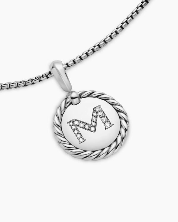 E3177192-7C80-B7F2-2B98-2D0C6C02CD4E.jpg Initial Charm Necklace Sterling Silver with Diamond M